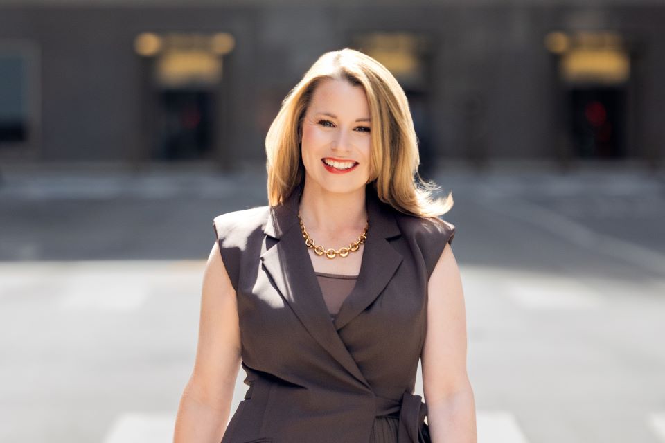 Erin Brooks poses in downtown Chicago