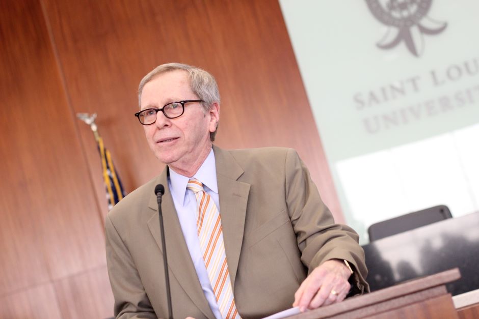 Professor Roger Goldman lectures in Scott Hall during the Millstone Lecture